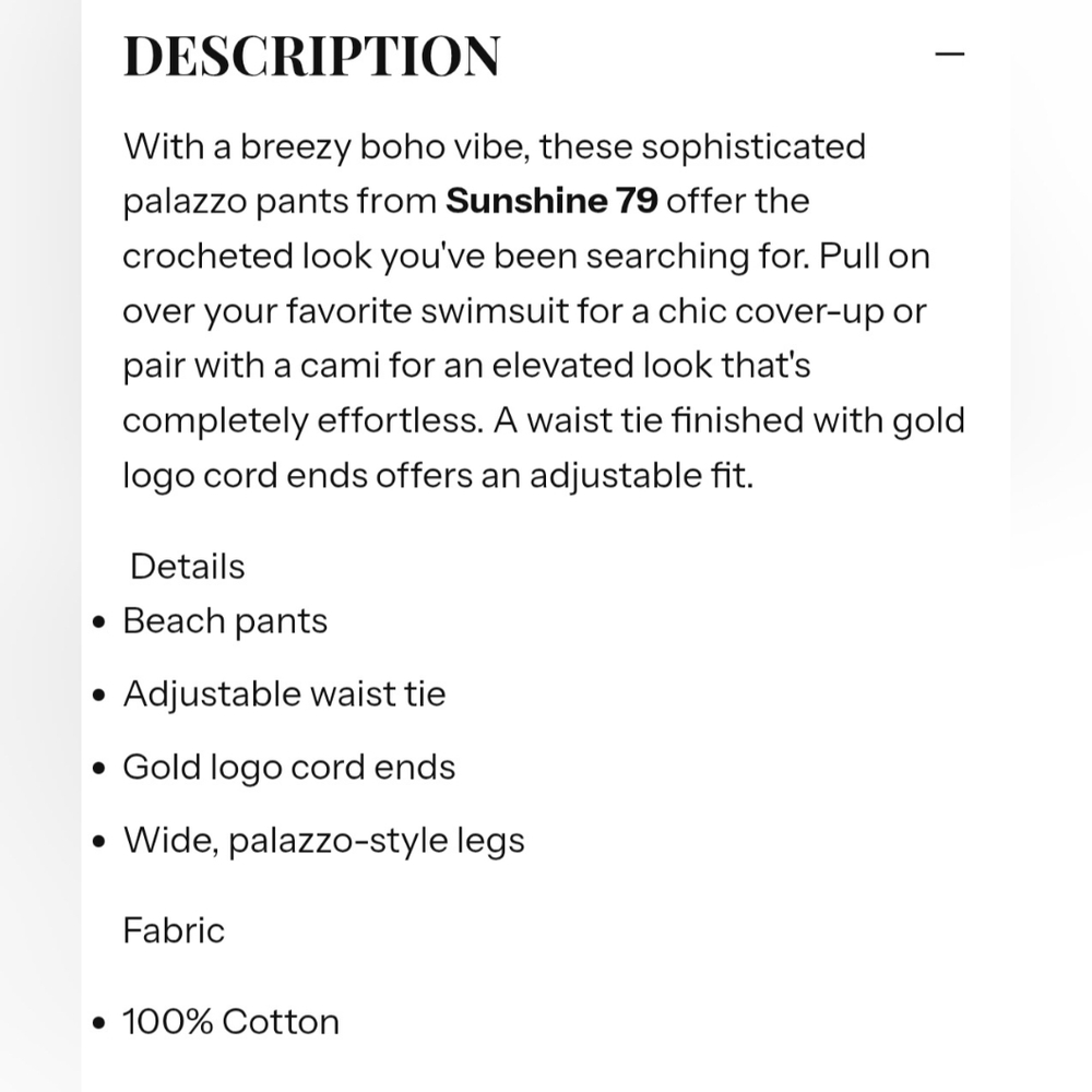 NWT Sunshine 79 Chillin White Crochet Pants Size XL - Picture 2 of 6